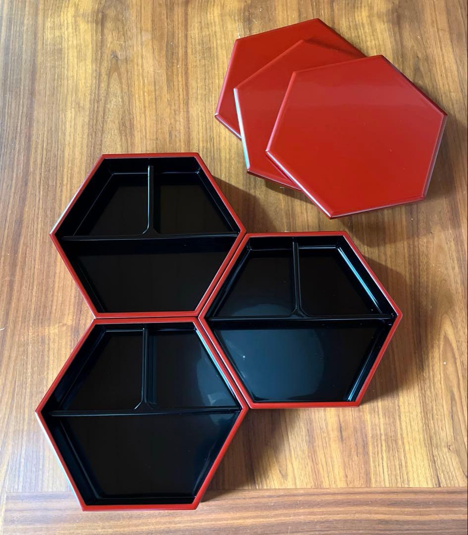 宮内庁御用達 山田平安堂 重箱 六角重 三段 弁当箱 松花堂弁当　おせち　新品