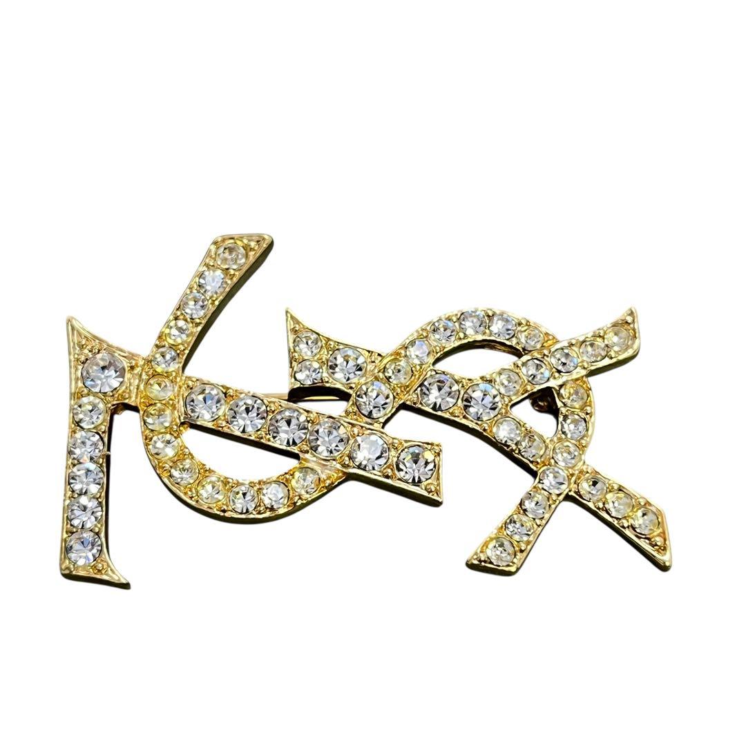 【Vintage 】イヴサンローラン YSL ロゴ　ブローチ　ゴールド