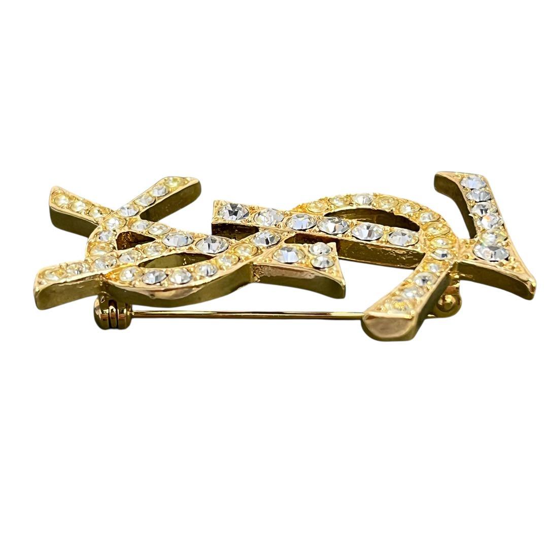 【Vintage 】イヴサンローラン YSL ロゴ　ブローチ　ゴールド