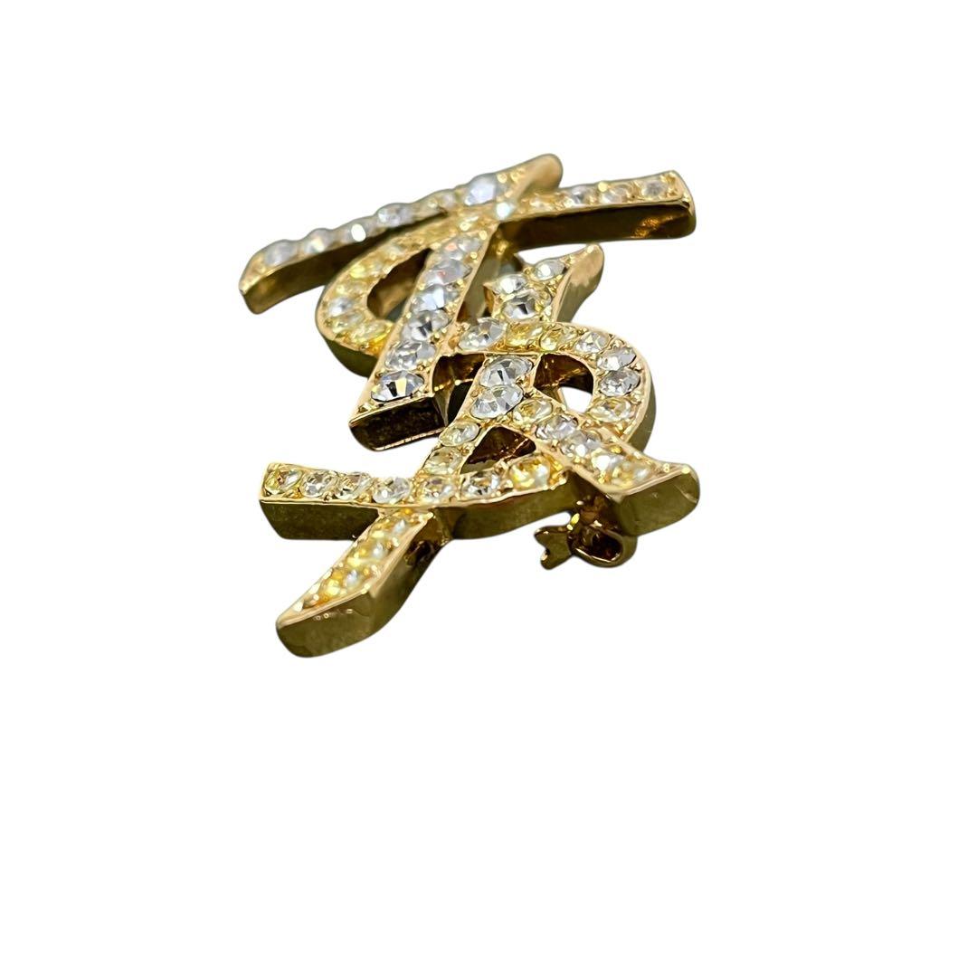 【Vintage 】イヴサンローラン YSL ロゴ　ブローチ　ゴールド