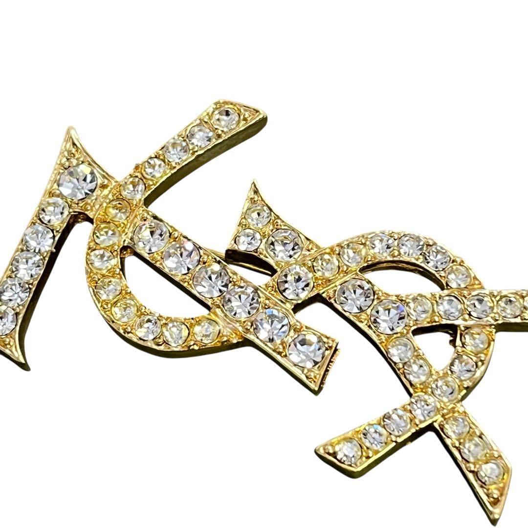 【Vintage 】イヴサンローラン YSL ロゴ　ブローチ　ゴールド