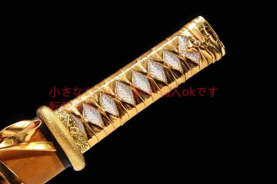 黄金木小環首唐横刀合金メッキ模様鋼 古兵器 武具 刀装具 日本刀 模造刀 居合刀