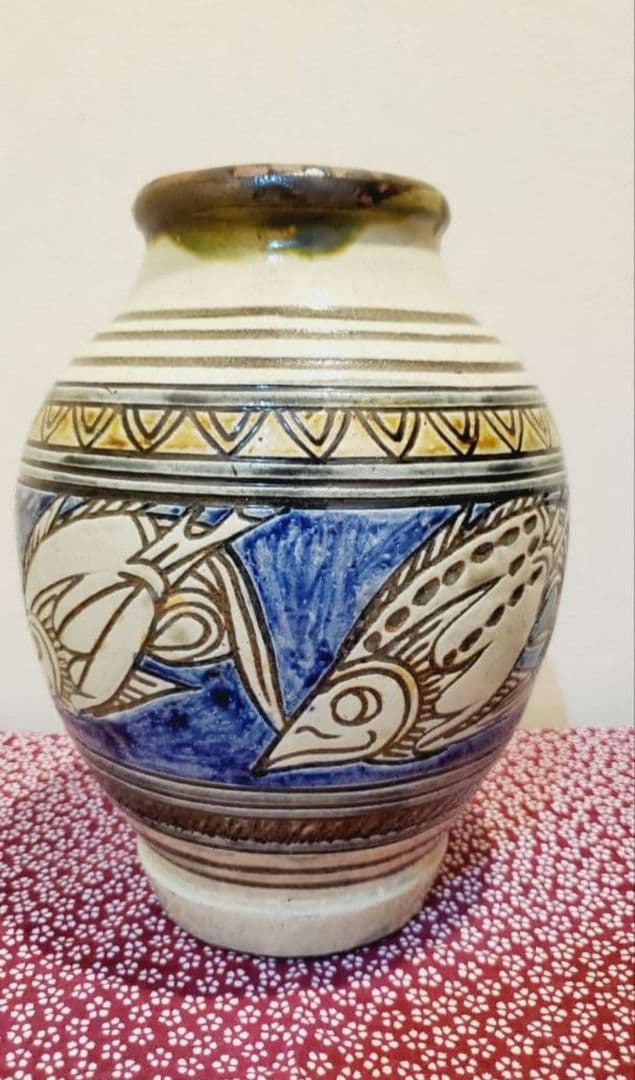 [入手困難]やちむん 金城次郎一門 宮城智 魚紋 大壺 人間国宝弟子