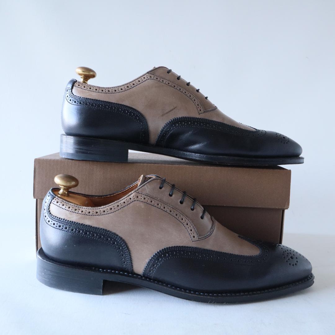 極美品リーガル　バイカラーウイングチップ　黒×グレージュ　24cm