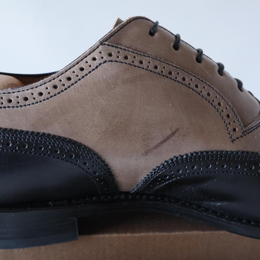 極美品リーガル　バイカラーウイングチップ　黒×グレージュ　24cm