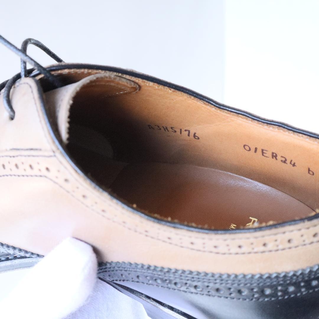 極美品リーガル　バイカラーウイングチップ　黒×グレージュ　24cm