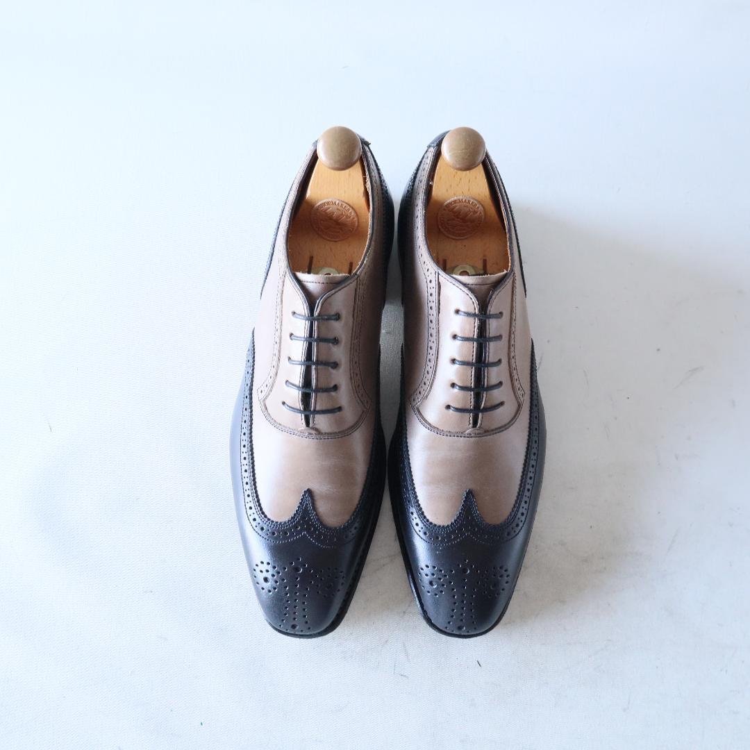 極美品リーガル　バイカラーウイングチップ　黒×グレージュ　24cm