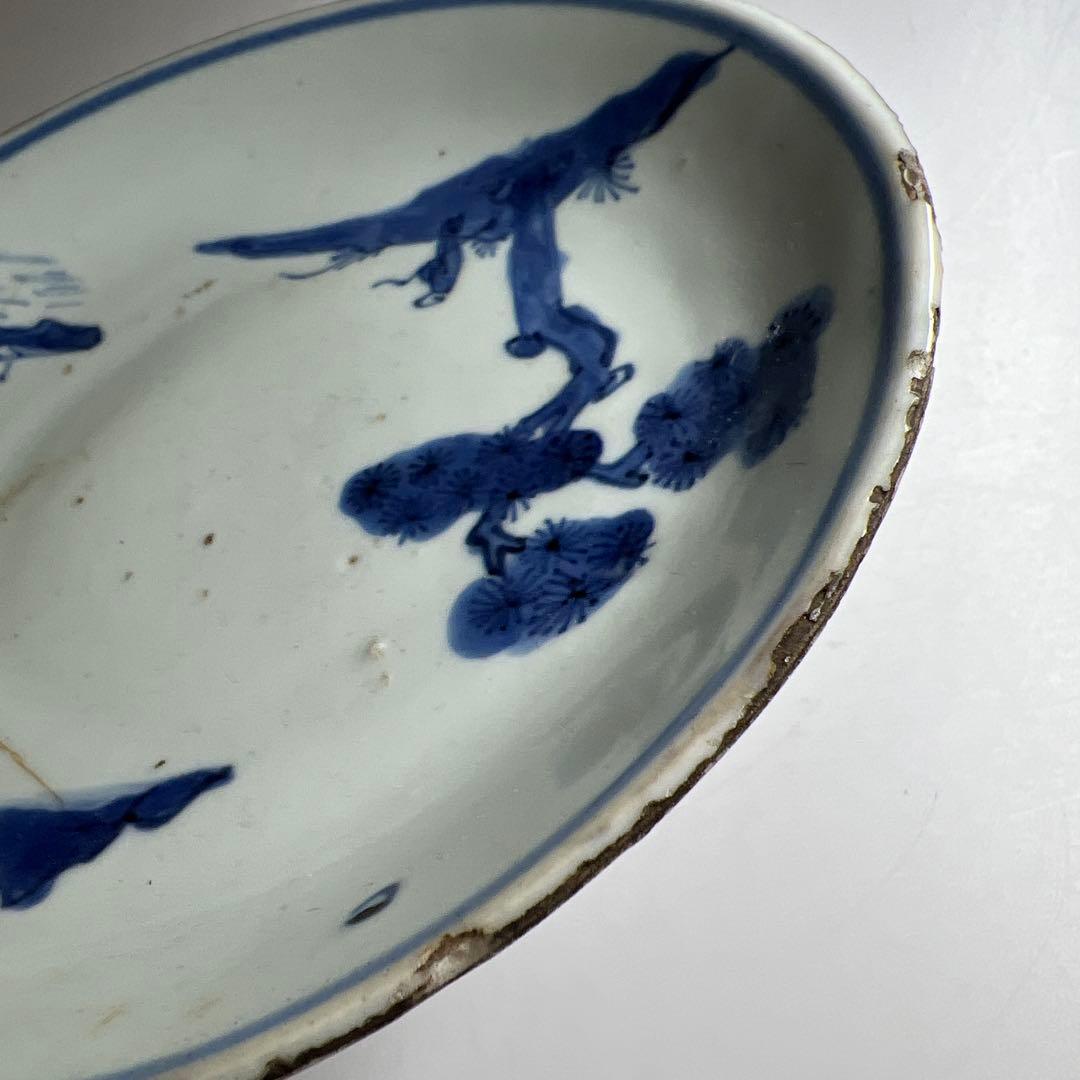 中国明時代　古染付中皿　直径約15.5㎝　東Y8-0114☆2Fタルチ