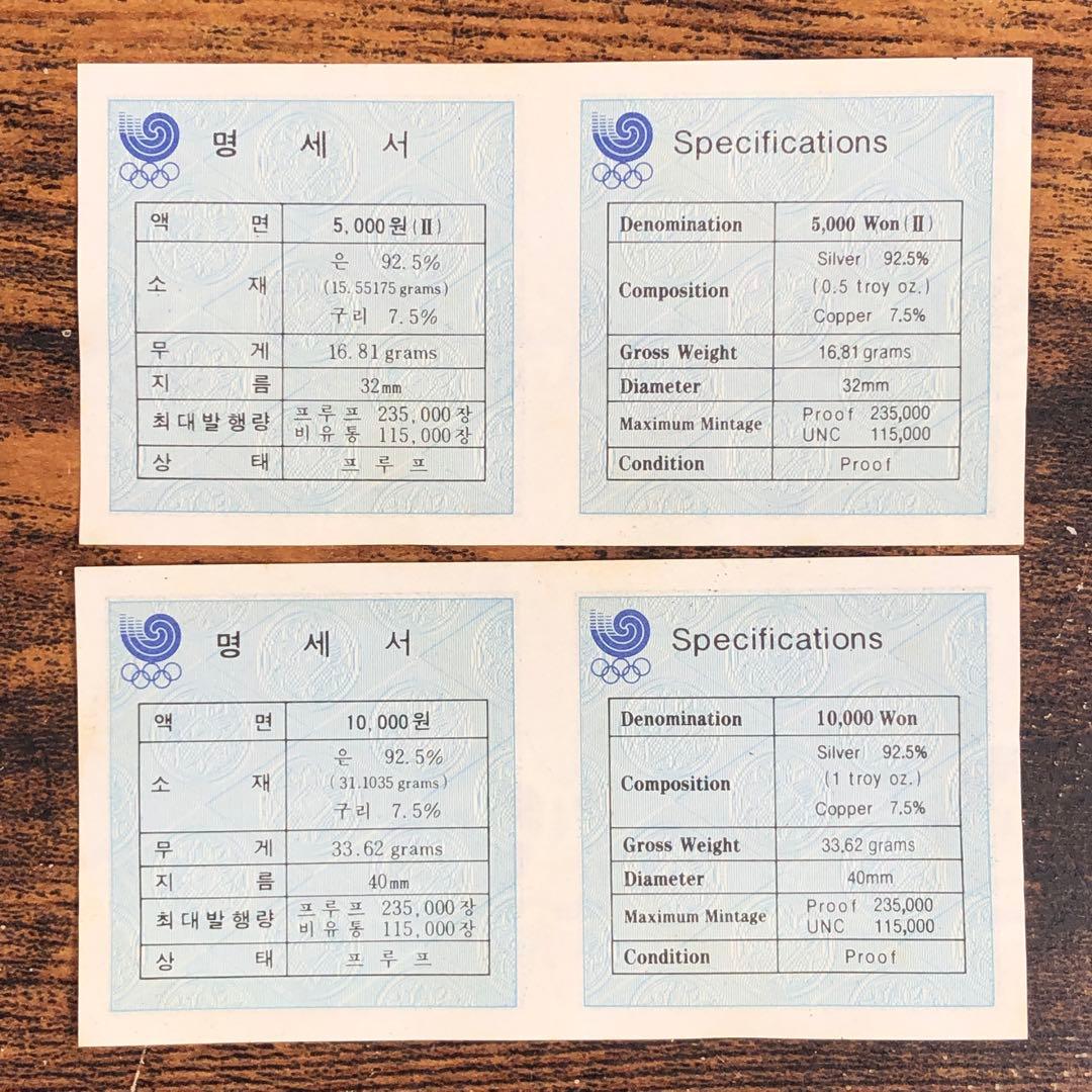 1988年ソウルオリンピック 記念硬貨 2枚 シルバー925 保証書付