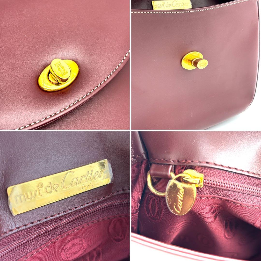未使用に近い カルティエ マストライン ショルダーバッグ ターンロック ボルドー