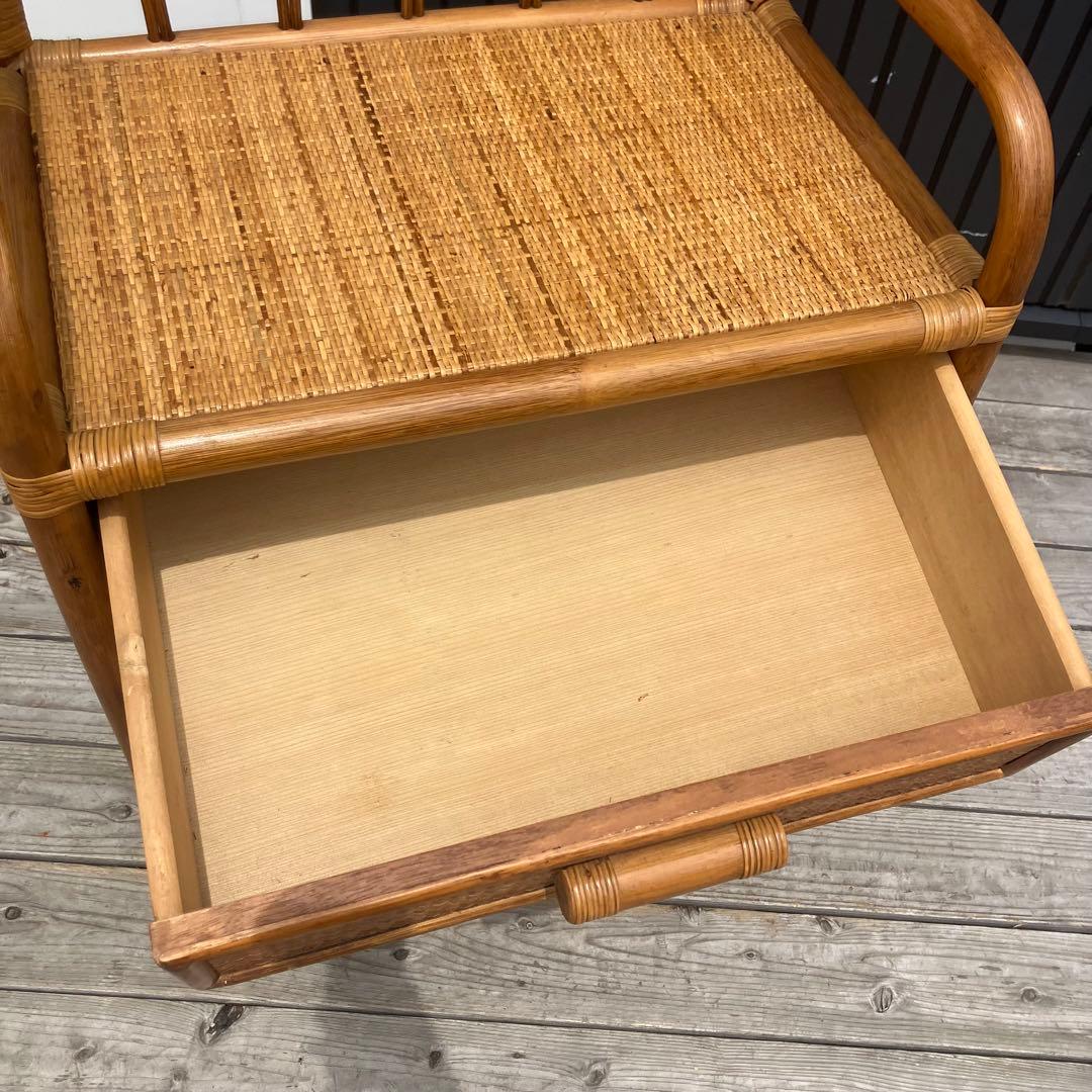 昭和レトロ ラタンチェスト 4段 サニタリーラック 引き出し箪笥 古家具