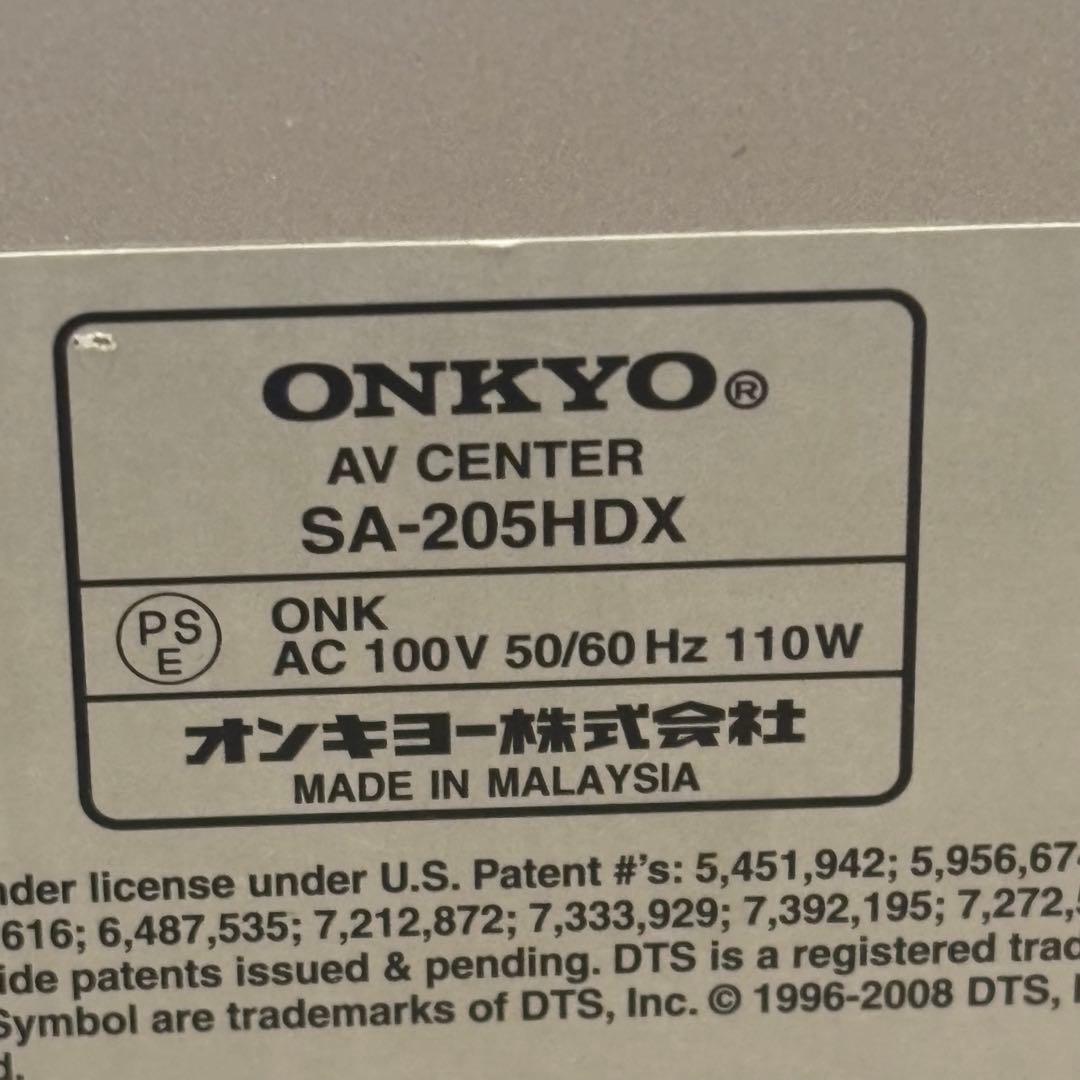 【美品】ONKYO SA-205HDX AVセンター AVアンプ説明書付き
