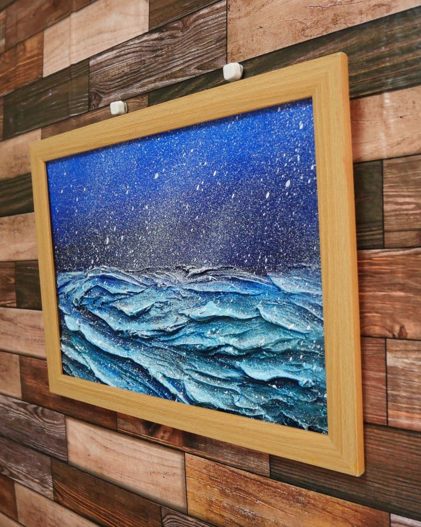 油絵 絵画 【吹雪の海】