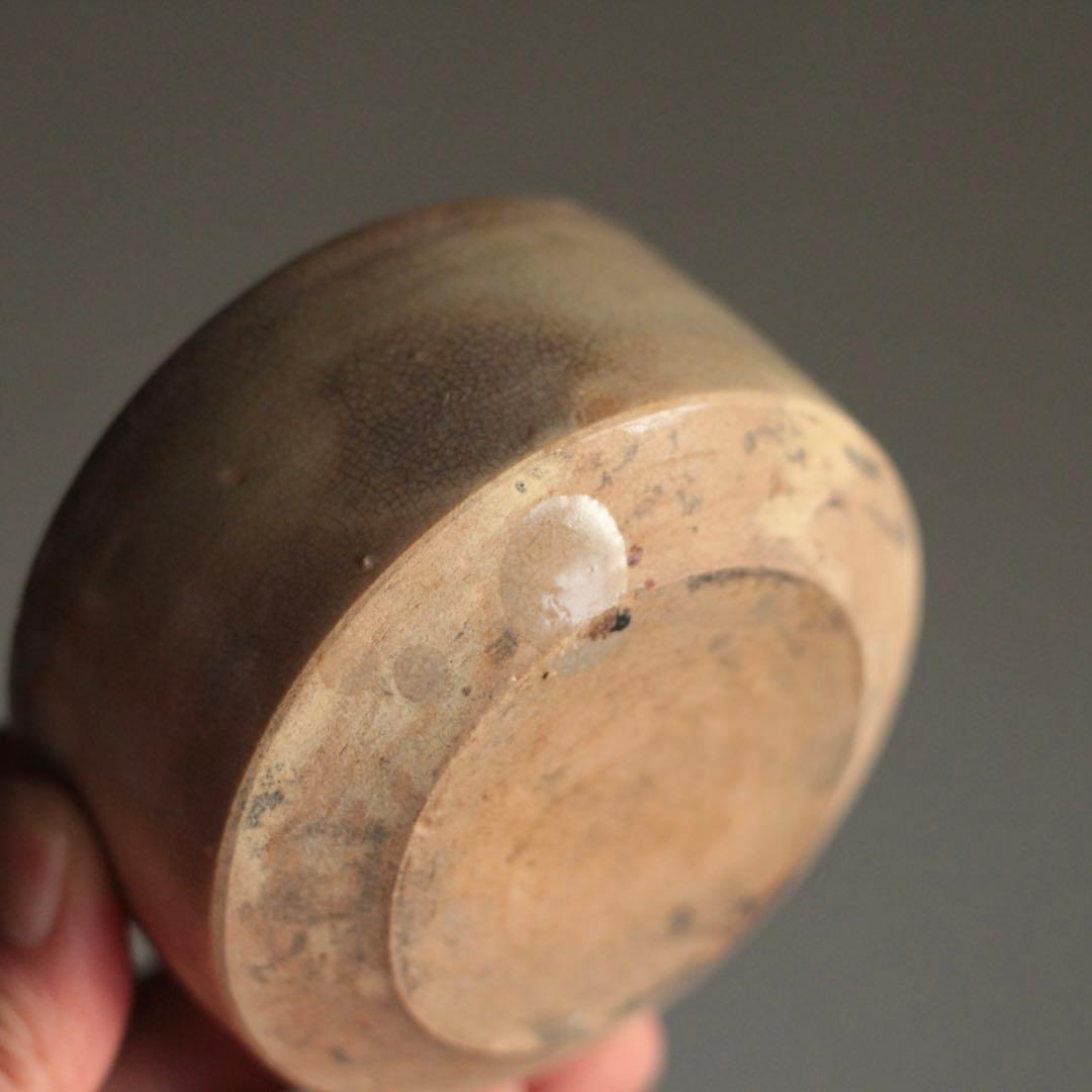 煙の出た 瀬戸 灰釉 野香炉 半筒碗 古美術 古道具 アンティーク