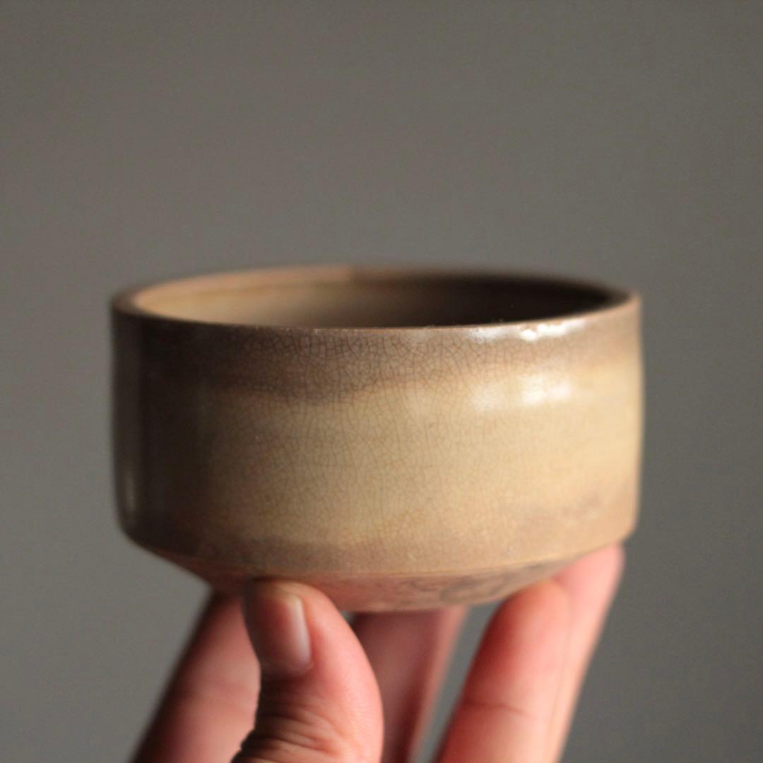 煙の出た 瀬戸 灰釉 野香炉 半筒碗 古美術 古道具 アンティーク