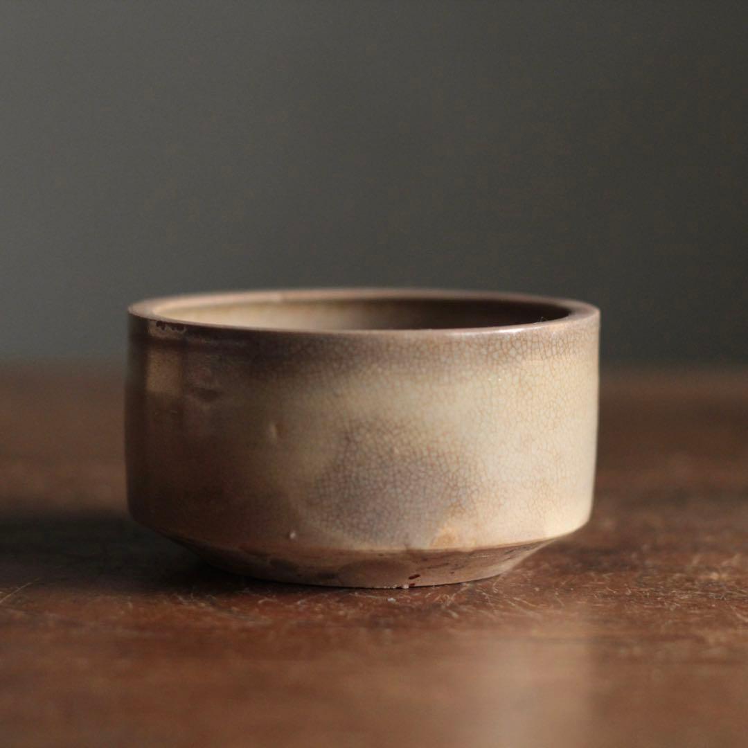 煙の出た 瀬戸 灰釉 野香炉 半筒碗 古美術 古道具 アンティーク