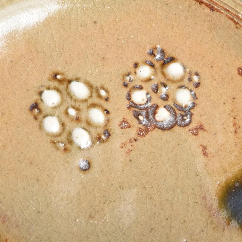 和食器　竹里庵　葵窯　加藤春二作　織部　花文　銘々皿　五客　共箱　C　8322