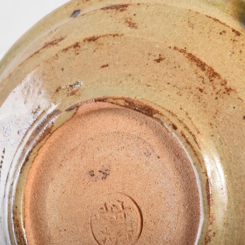 和食器　竹里庵　葵窯　加藤春二作　織部　花文　銘々皿　五客　共箱　C　8322