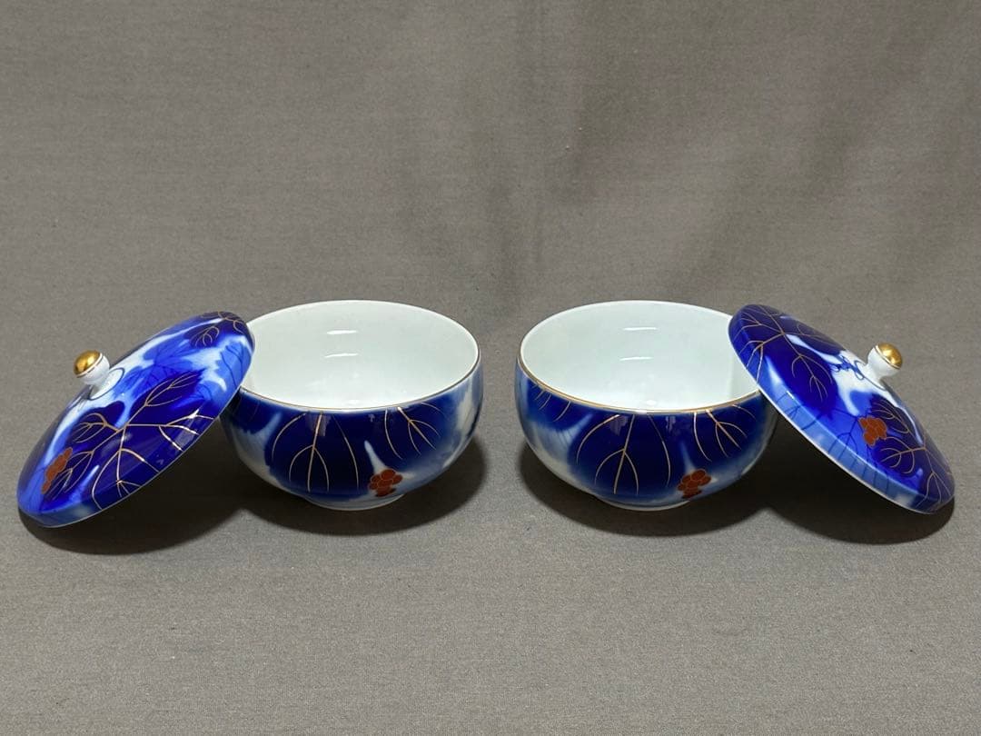 有田焼 深川製磁 染錦葡萄 茶器揃（急須、蓋付き湯呑み，湯冷まし）