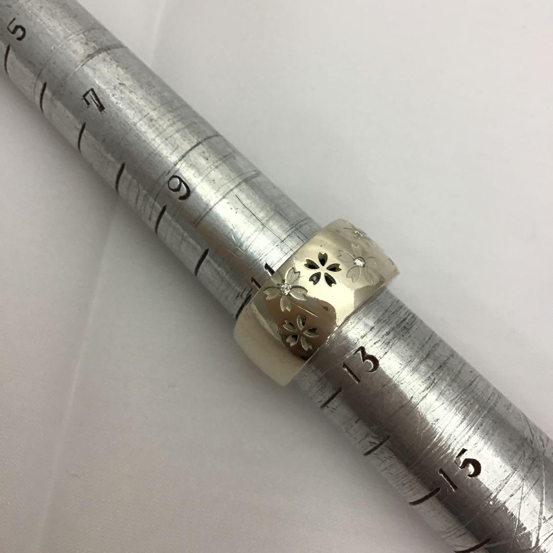 ❣️4℃ ❣️ 桜サクラ　彫ストーン付き　フラワーモチーフ シルバーリング11.5号