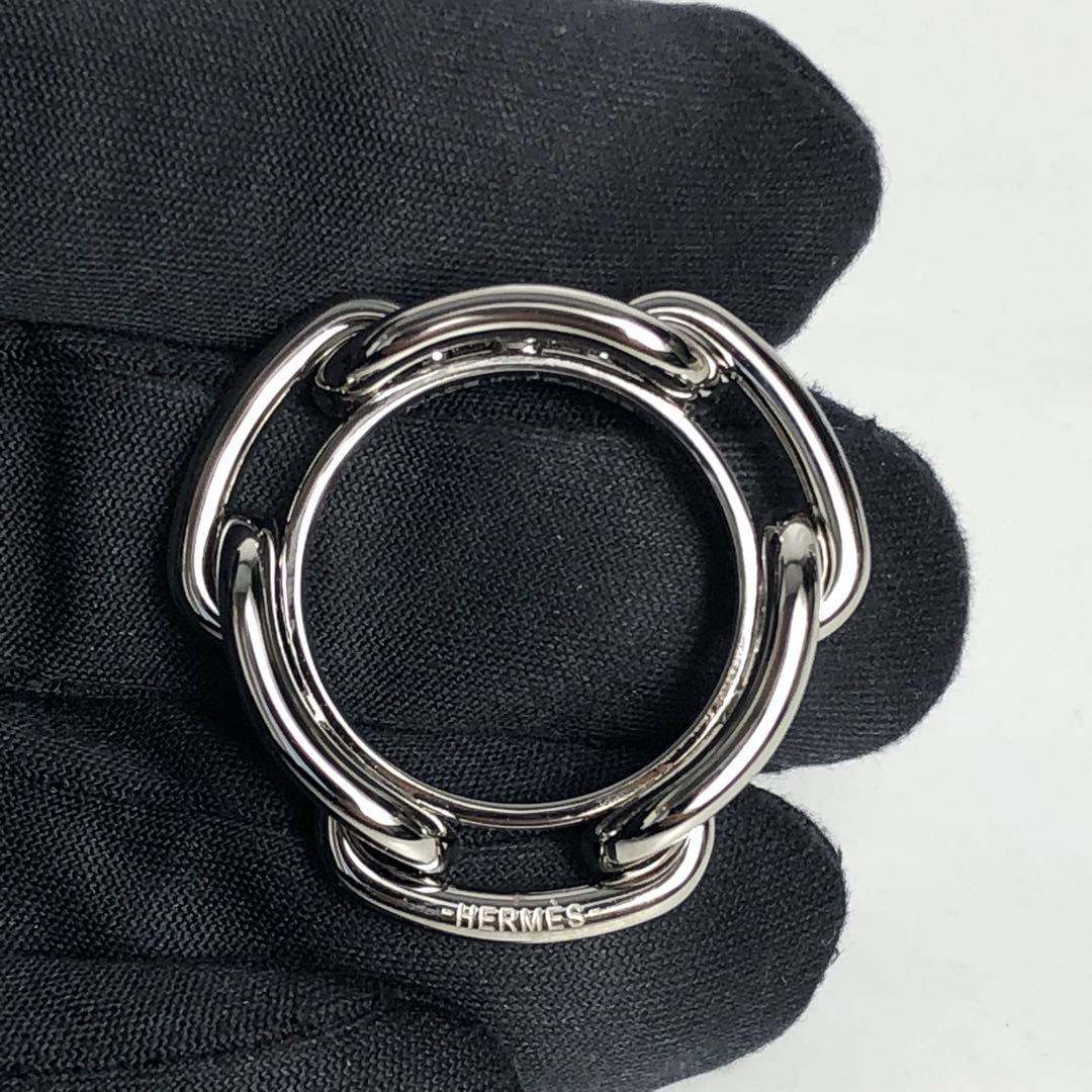 【美品】HERMES エルメス スカーフリング シェーヌダンクル シルバーカラー