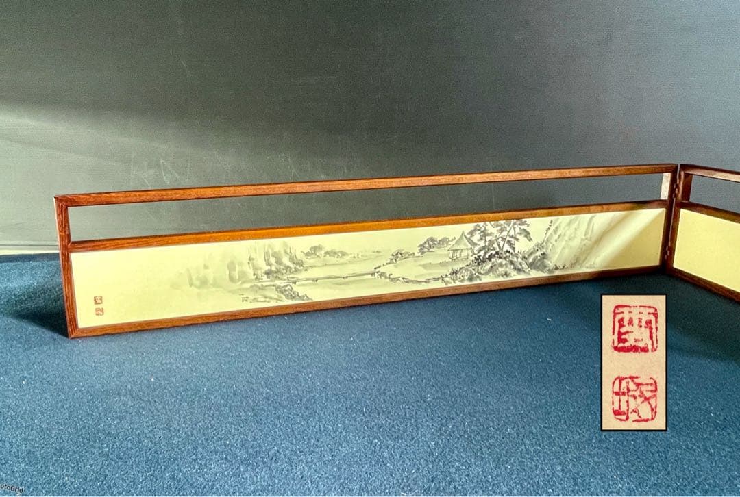 特価❣️【美品】「祖」 網代 楼閣山水 両面使い 立礼 点茶盤 風炉先屏風 （B）