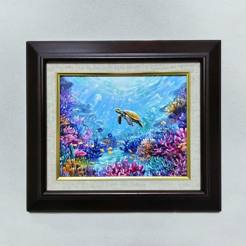 ぷ*あ様 【海中世界】アクリル画 F3 風景画 絵画