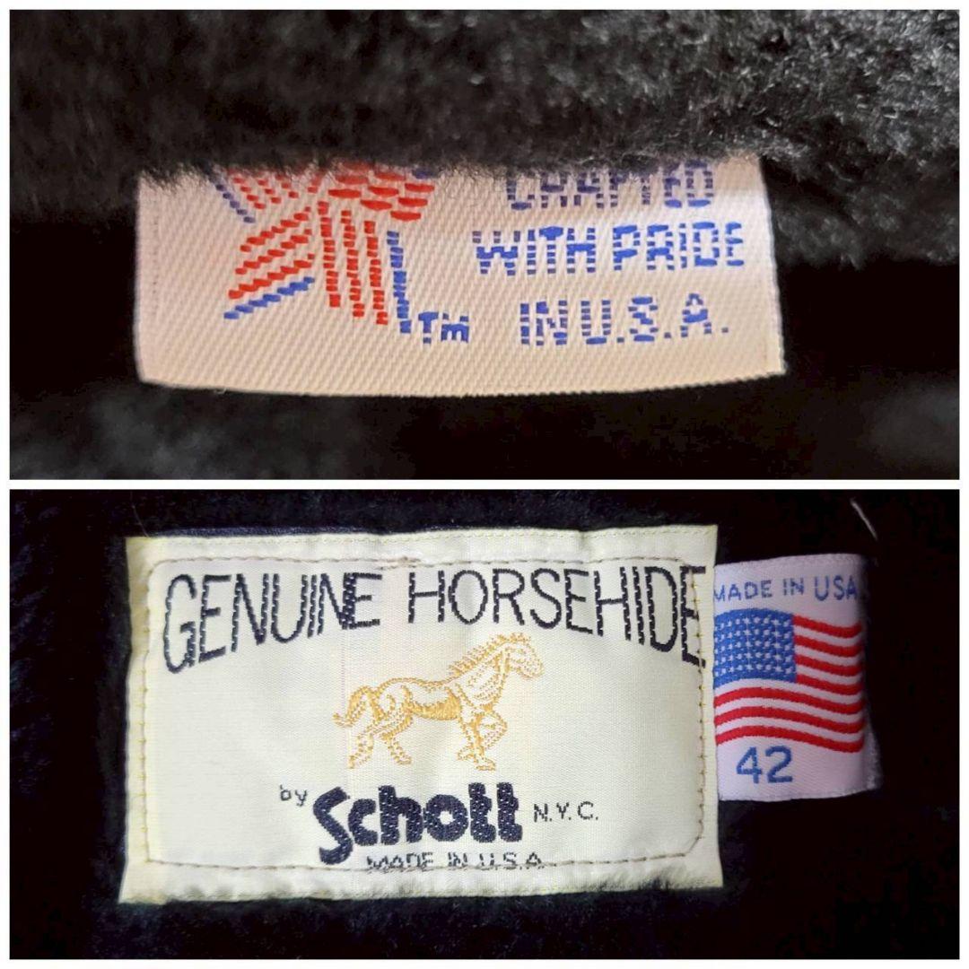 希少42サイズ✨ Schott 652H ホースハイド ライダーストラッカー 黒