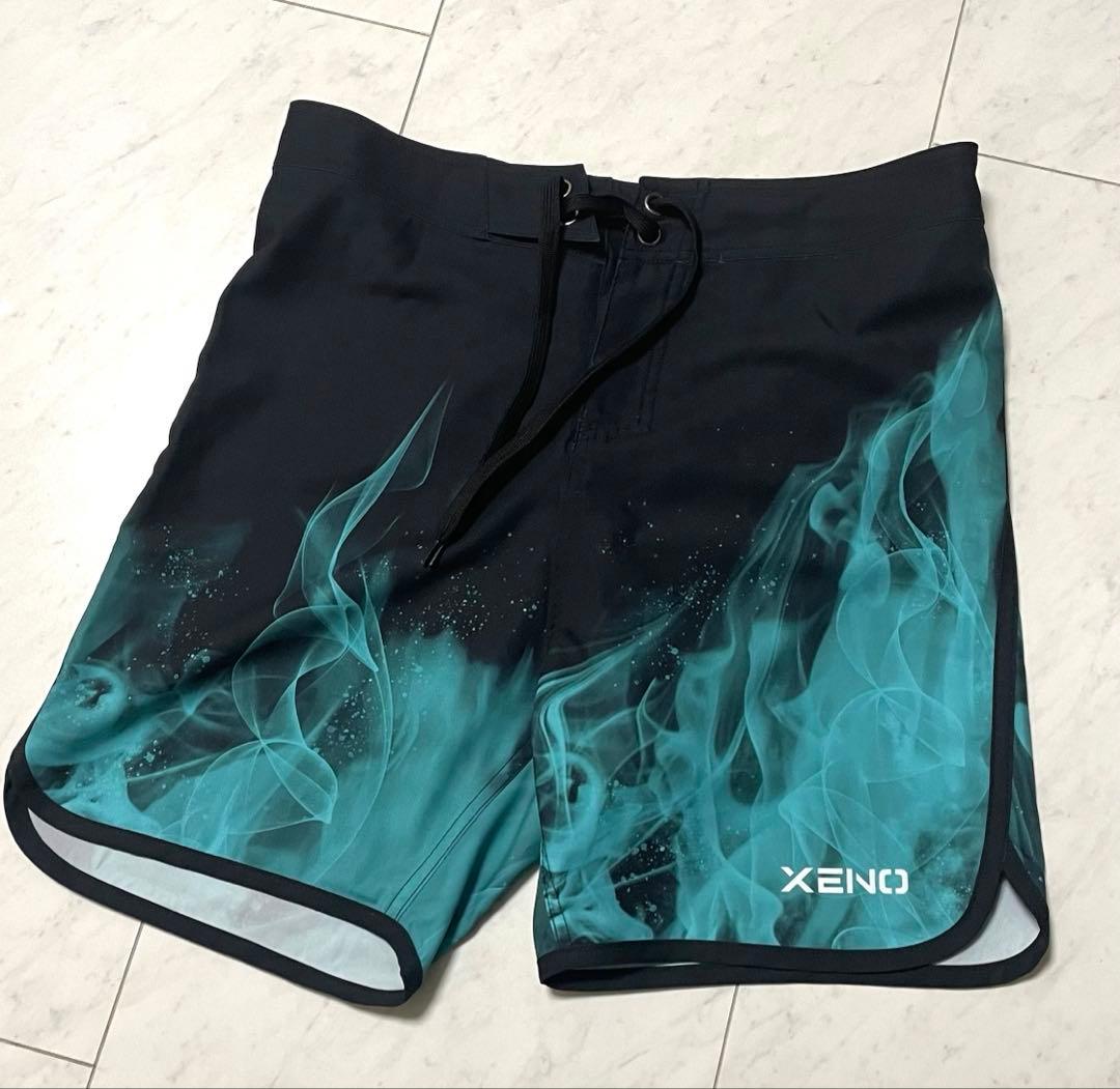 XENO サーフパンツ FLAME BLACK BLUE Lサイズ