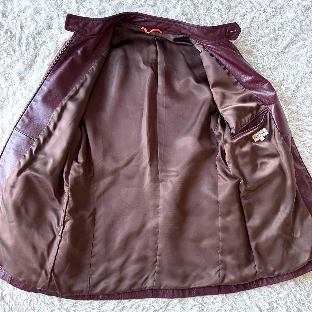 超希少色ボルドー！　ポールスミス　シングル　ライダースジャケット　牛革　M 赤