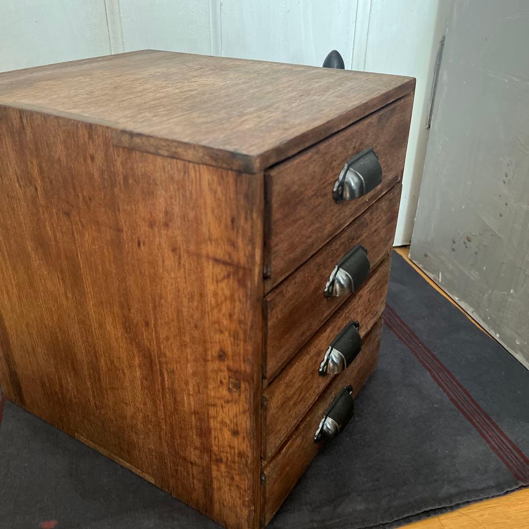 昔の古い小引き出し4段　古道具