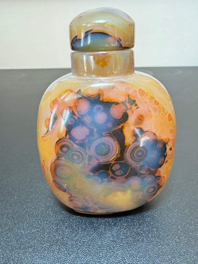 清時代 鼻煙壺 瑪瑙独特な天然模様 細工 中国美術 コレクション 天然石 骨董