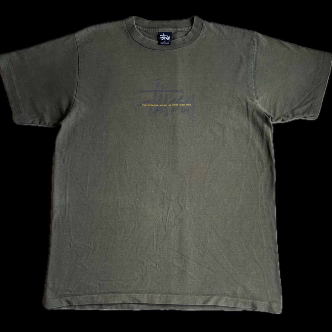 “いーさま専用” old stussy ロゴ プリント Tシャツ オリーブ M