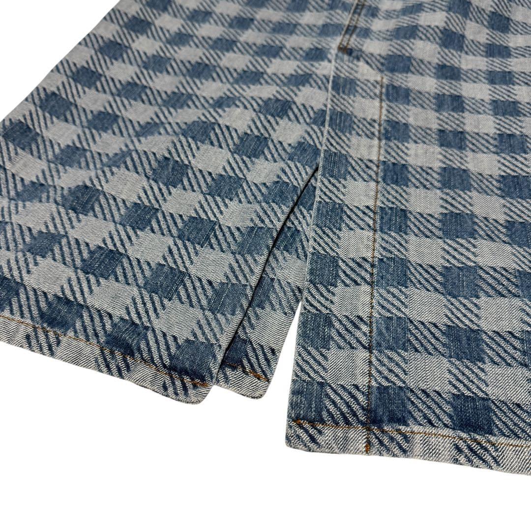 AMI PARIS アミパリ　デニムスカート ギンガムチェック　総柄　膝下26