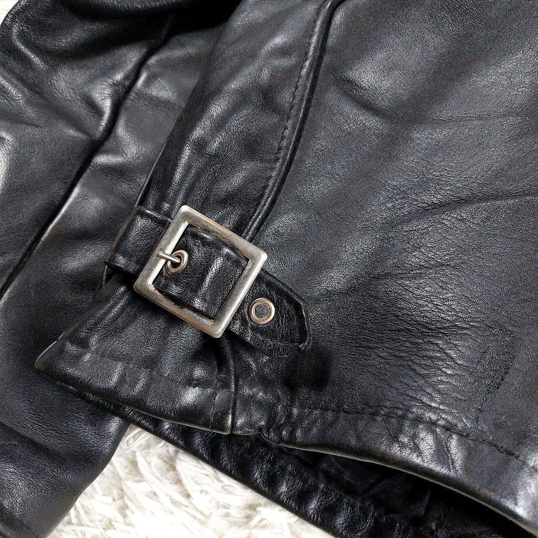 Schott USA製 襟付き ボアライナー レザーライダースジャケット 黒42