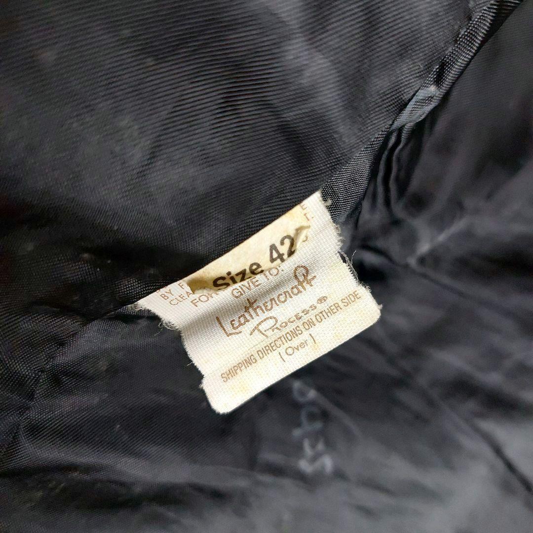 Schott USA製 襟付き ボアライナー レザーライダースジャケット 黒42
