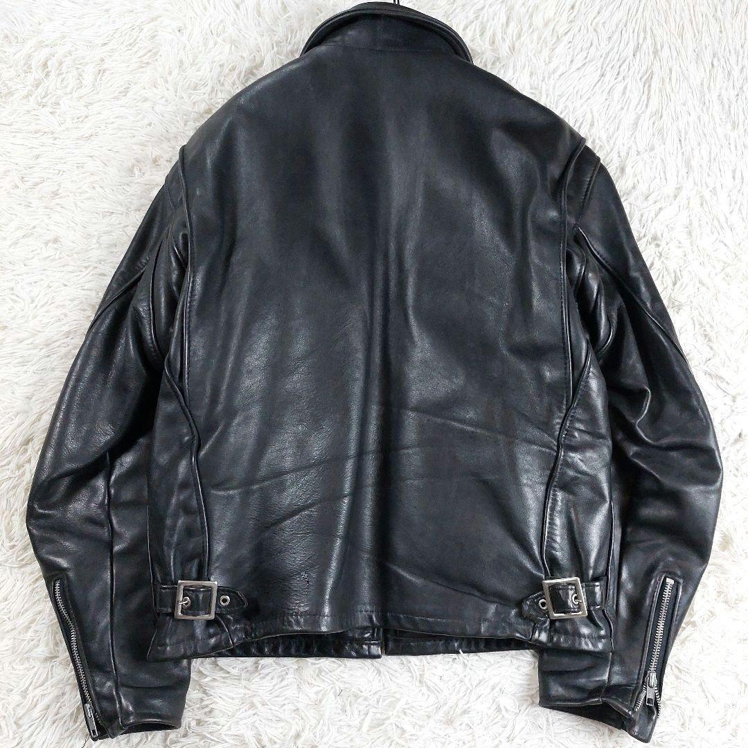Schott USA製 襟付き ボアライナー レザーライダースジャケット 黒42