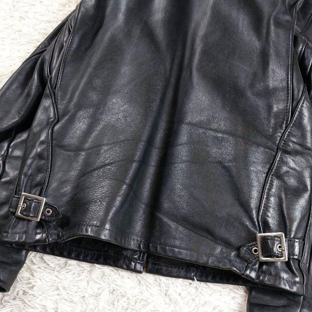 Schott USA製 襟付き ボアライナー レザーライダースジャケット 黒42