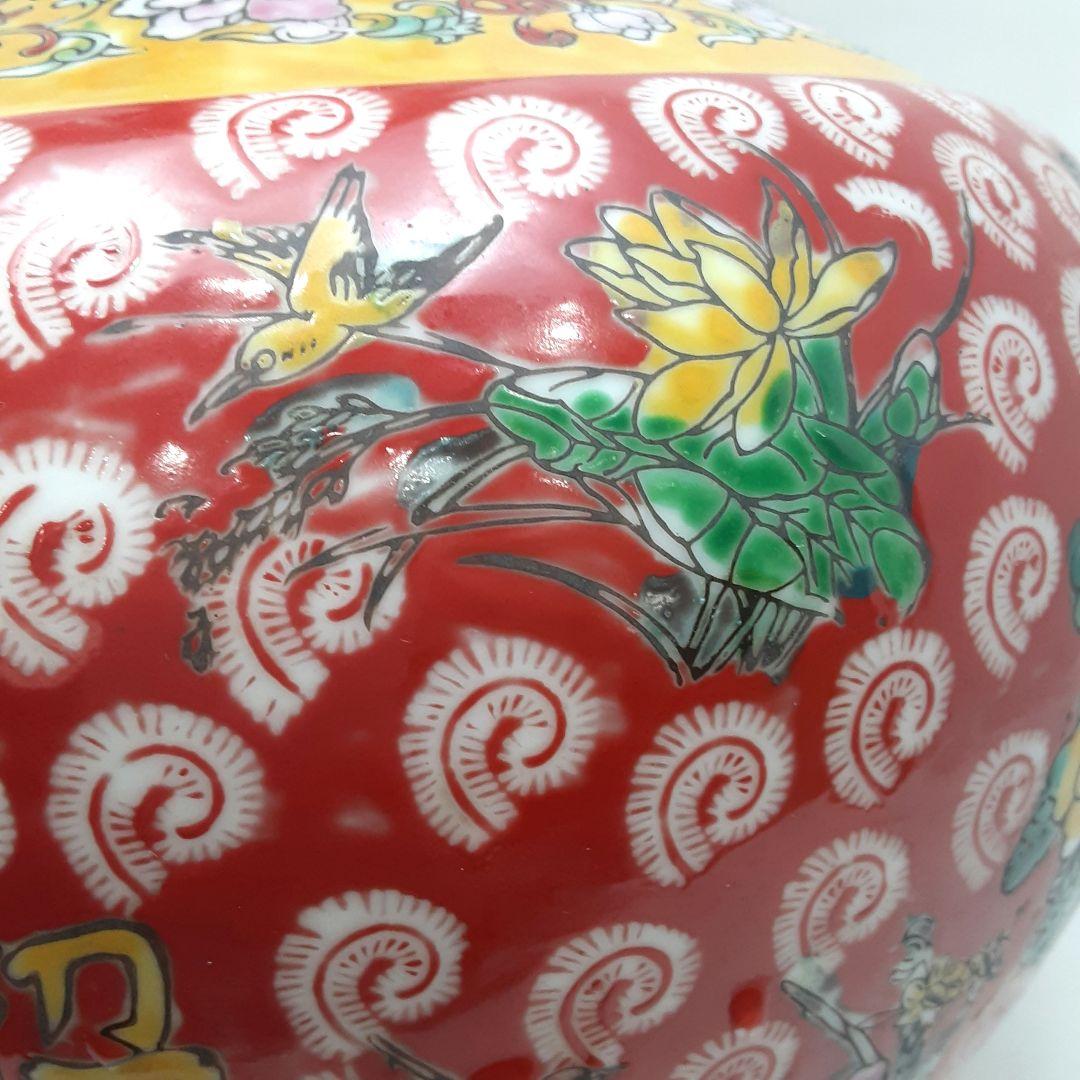 Y1477　中国彩色壺　高さ35.5cm　　ten