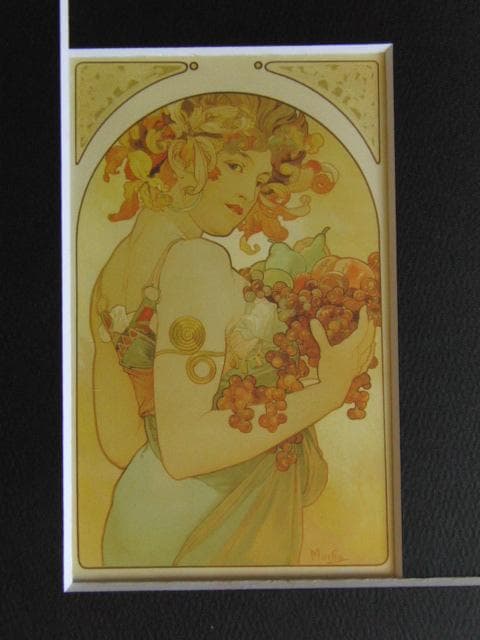 アルフォンス・ミュシャ、果物、希少な画集より、新品高級額・額装付