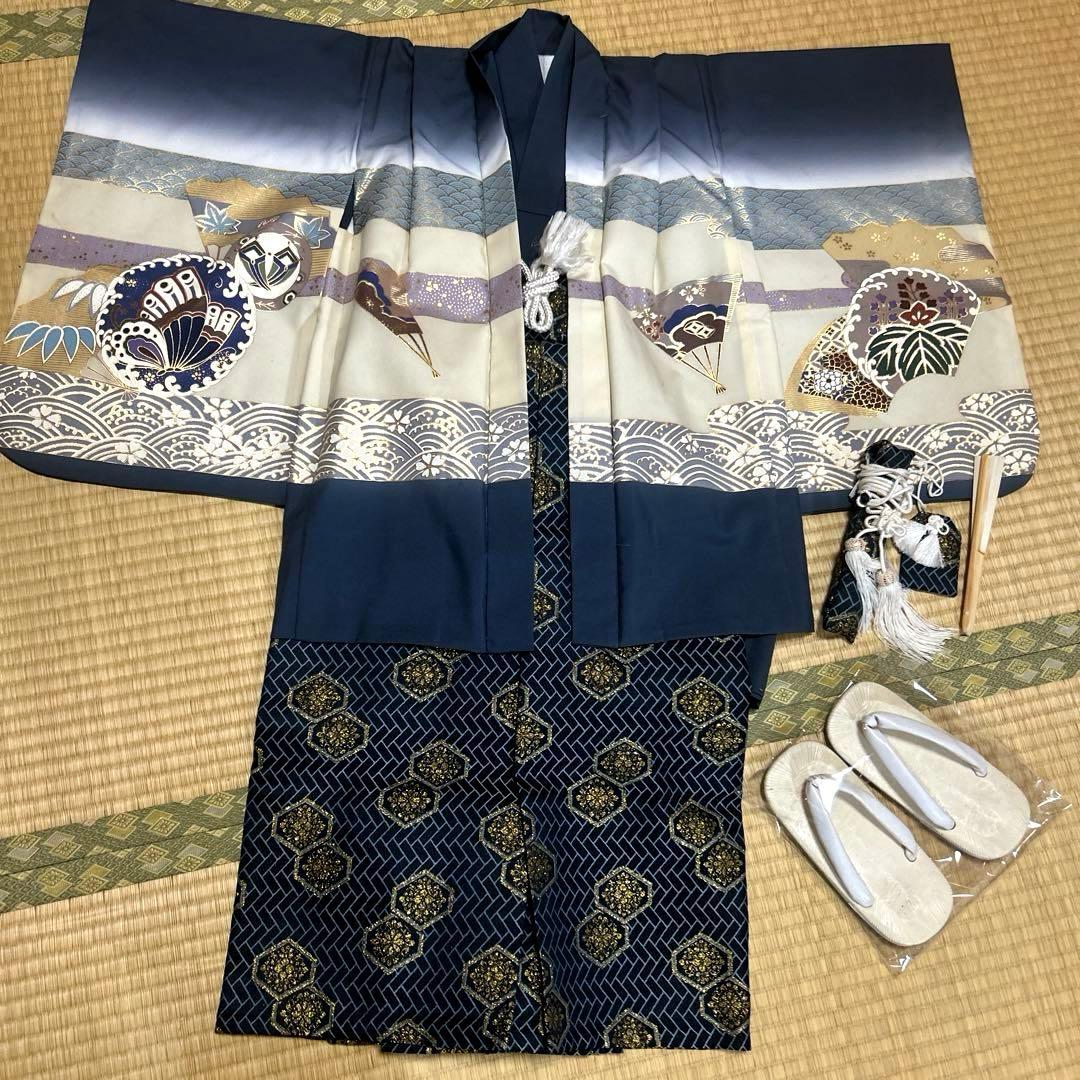 5歳　袴セット　七五三　フルセット　ネイビー