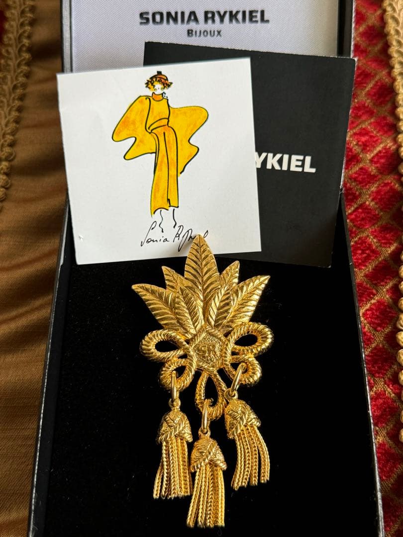 1990ssフランス製 SONIA RYKIEL フリンジ 箱付き ブローチ