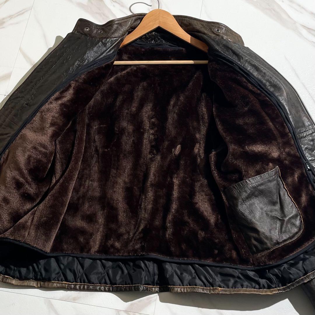 [希少3XL/馬革]リューグーレザーズ ライダースジャケット シングル 茶色
