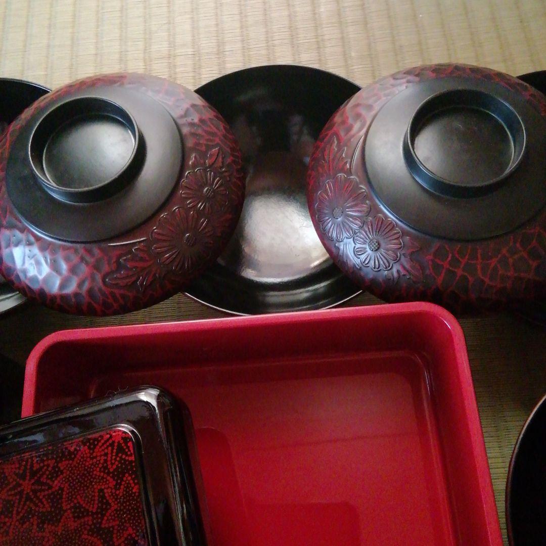 うな重箱　お吸い物碗　セット　山中漆器　土用丑の日　鎌倉彫　松　もみじ