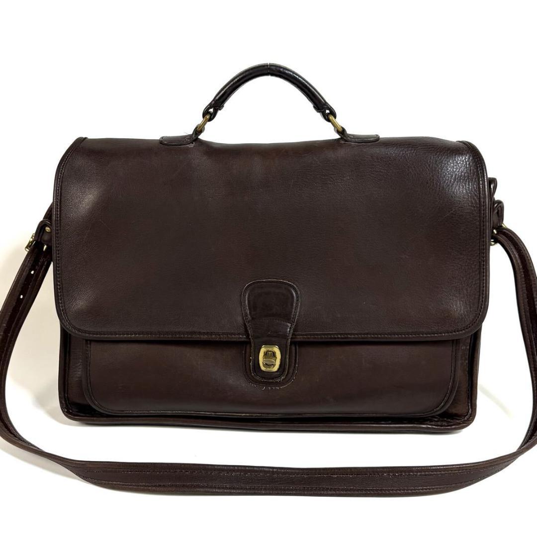 【美品】オールド コーチ レザーブリーフケース ターンロック ブラウン USA製