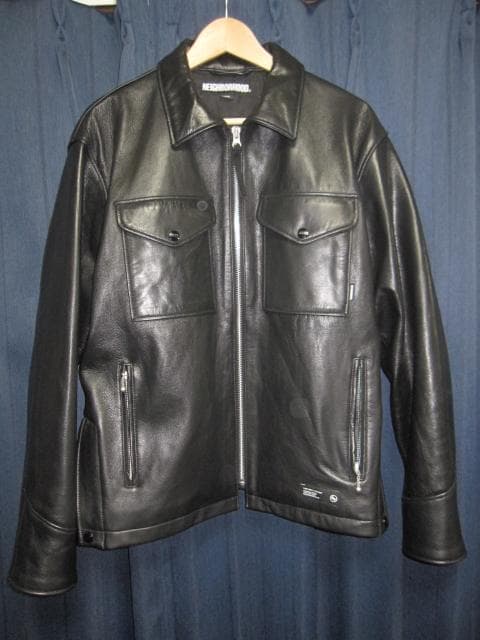 ジャケット・アウター NEIGHBORHOOD LEATHER PM JACKET L BLACK