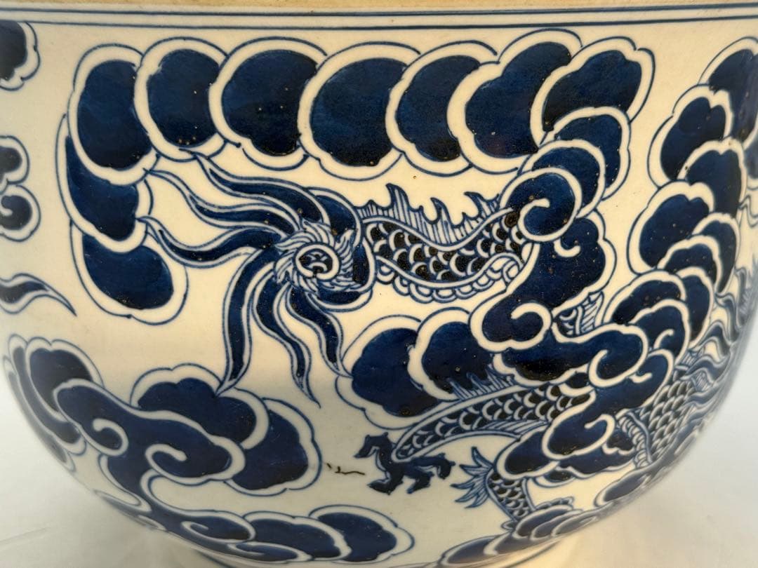 中国　清時代　染付　龍紋壺　青華　送料込み251210