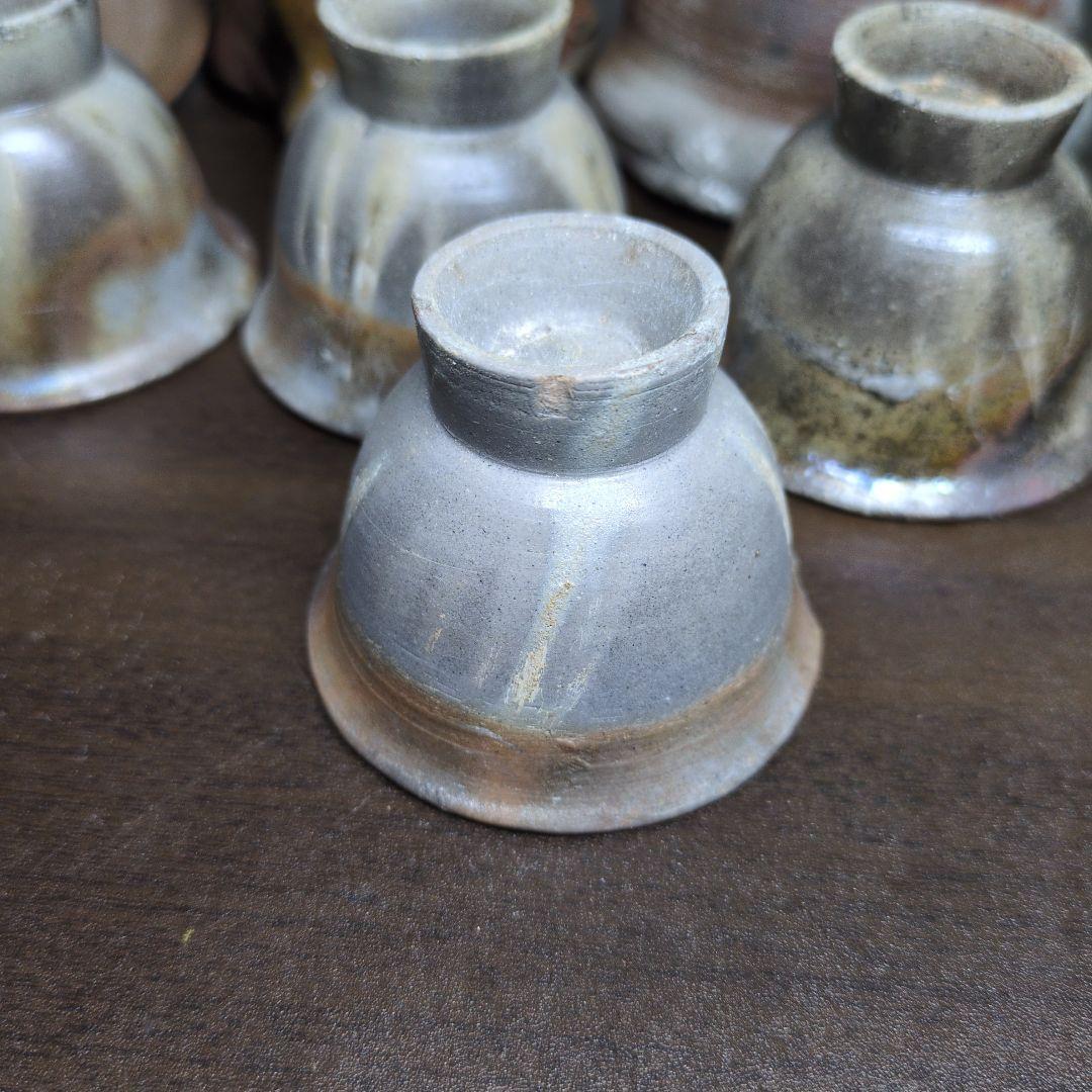 小野田賢一 作 備前 窯変 煎茶器(煎茶碗五客・湯冷まし・宝瓶) 共箱 煎茶道具