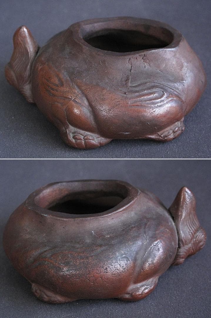 時代!! 備前焼『獅子香炉』珍しい形！細工物　高8㎝