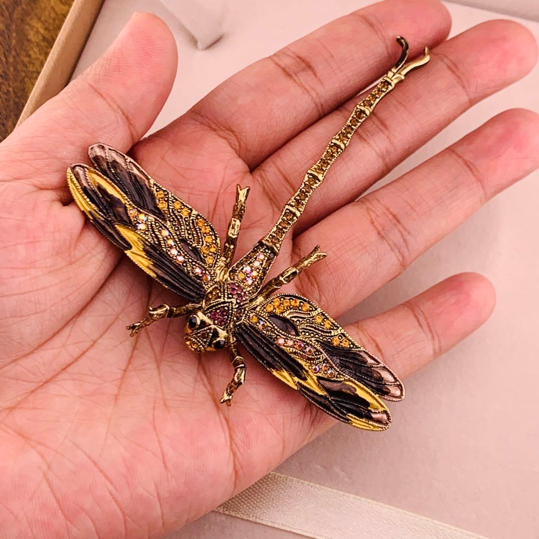 JANUS ビンテージトンボのブローチ　動く尾を持つ